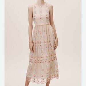 BHLDN Pink Halter Sleeveless Parsons Dress